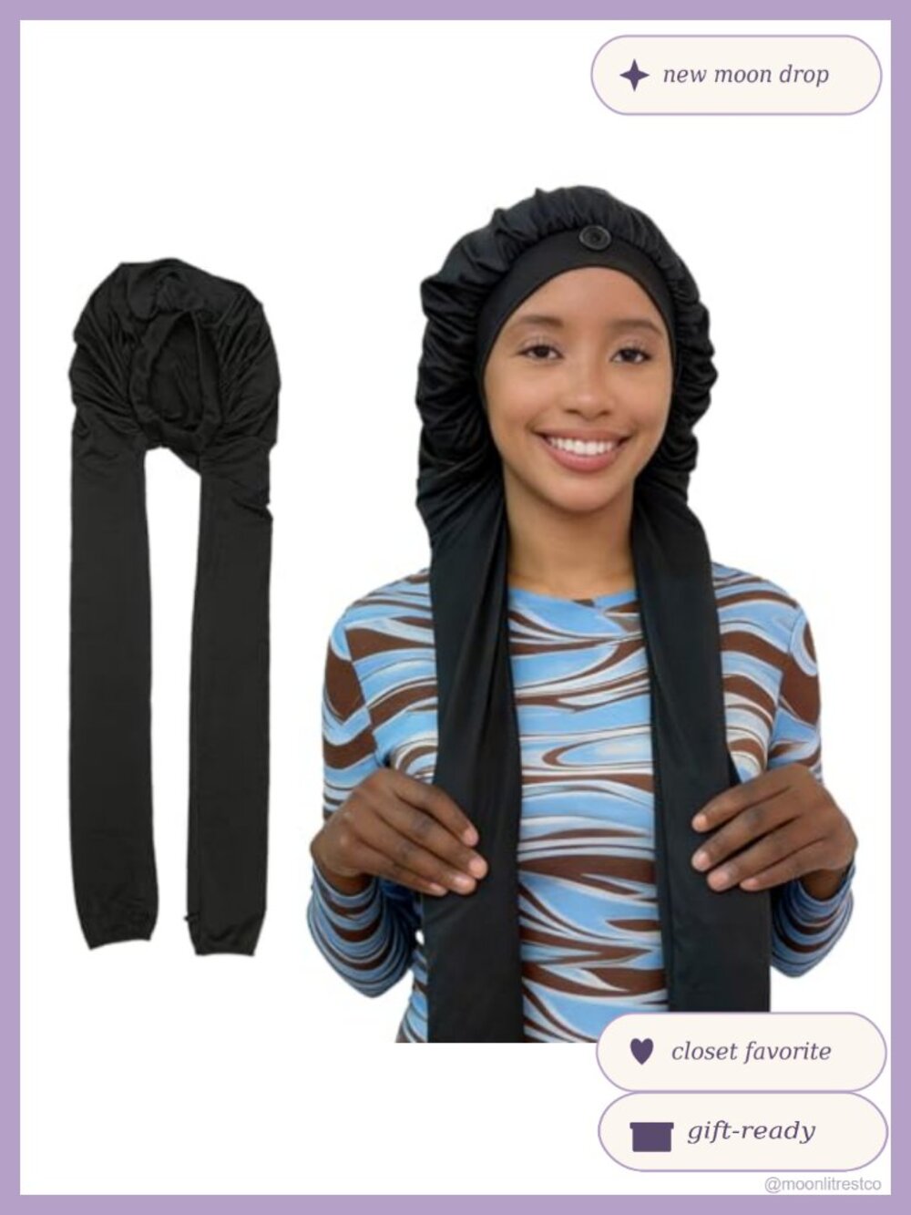 Long Hair Bonnet for Braids Sleep Cap Polyester Hair Accessory
